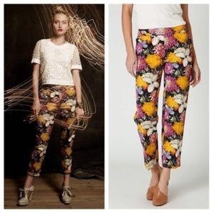 Anthropologie Elevenses Watercolor Floral Pant SZ4